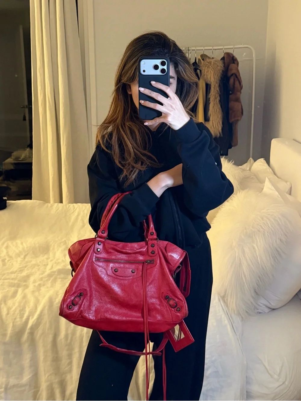 Vintage Red Balenciaga Lambskin Classic City Bag - Picture 4 of 13